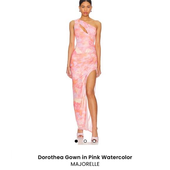 MAJORELLE Dresses & Skirts - MAJORELLE One-Shoulder Dorothea Gown in Pink Watercolor
